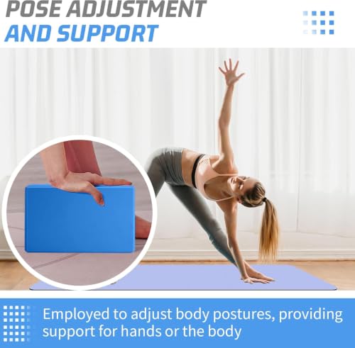 Image of High Density Yoga Block Bricks - Support for Poses & Meditation Set of 2 For Men Women Foaming Pilates Fitness Stretching Aid, Balance, Health, Sports, Gym Exercise (Multicolor)