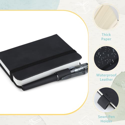 HOCUCHELAND 2 Pack Small Notebook, Small Notebooks Pocket Size with Pen, Leather A7 Notebook with Elastic Closure Band Bookmark, Portable Mini Notepads for Travel Business Work Meetings - Image 2