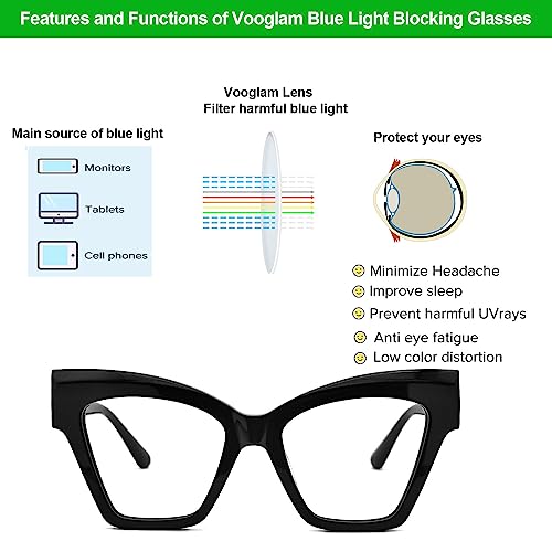Image of VOOGLAM Cat-eye Blue Light Blocking Glasses for Women Anti UV Eyestrain Eyewear Reginald