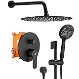 HIMK Shower System,10" Rain Shower Head with 5-Setting Handheld Shower Faucet Set,Slide Bar Shower C