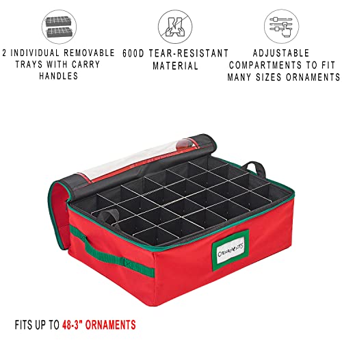Holdn’ Storage Underbed Christmas Ornament Storage Container Box With Dividers – Convenient Durable 2 Individual Removable Trays Fits Up To 48 - 3” Ornaments. #TOP1