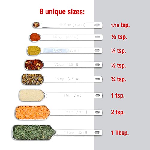 2 Lb. Depot 9Pc Stainless Steel Measuring Spoon Set With Leveler - Durable And Rust-Proof - Chrome-Plated, Narrow Rectangular Spoons With Long Handles - Accurate Measurements #TOP1