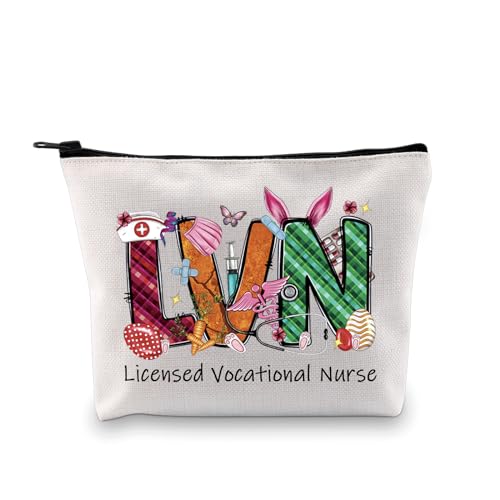 JXGZSO LVN Toiletry Bag Licensed Vocational Nurse Makeup Bag Nurses Appreciation Week Gifts Nursing Canvas Bag