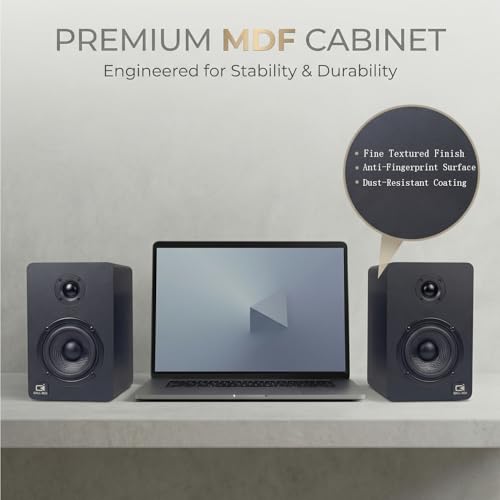 H1 Computer Speakers for Desktop PC, Monitor & Laptop, 60W Powered 2.0 Stereo with Bluetooth, 24-Bit USB-C DAC, Optical, 3.5mm AUX, Bass/Treble Control, Black - Image 6