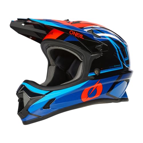 O'NEAL | Mountainbike-Helm Fullface | MTB DH Downhill FR Freeride | ABS-Schale, Magnetverschluss, übertrifft Robustes ABS | SONUS Helmet Split V.23 | Erwachsene | Blau Rot | Größe XL