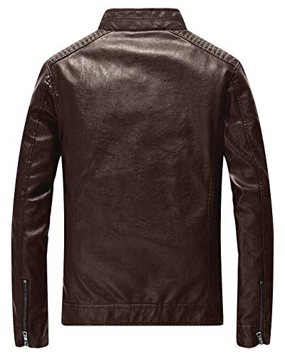 Image of Leather Jacket Men Black Slim Fit Motorcyle Lightweight