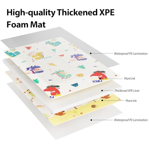 Image of XVISHX Baby Play Mat, 74 x 50 Inch Play Mat Perfect for Use Baby Playpen, Foldable Baby Foam Playmat for Floor, Portable Waterproof Activity PlayMats for Babies, Infants and Toddlers