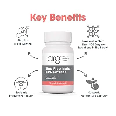 ARG Zinc Picolinate - Supports Healthy Immune System - Delivers 25 mg of Zinc - Highly Bioavailable Superior Absorption - Vegetarian & Hypoallergenic - 60 Servings - 60 Capsules