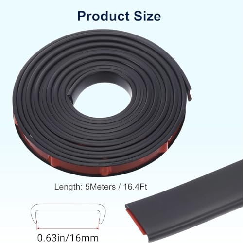 Image of 16.4ft U-Shape TPE Self Adhesive Veneer Edging Trim Flexible Edge Protector for Furniture Corner & Edge Safety Guards, DIY Furniture Edge Strip for Countertop Table Cabinet Shelf Repair (16mm, Black)