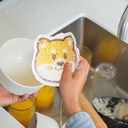 Image of Smile Dog Compressed Cellulose Kitchen Sponges 3 Counts Reusable Kitchen Sponges Pack Natural Cleaning Sponges for Household Cleaning