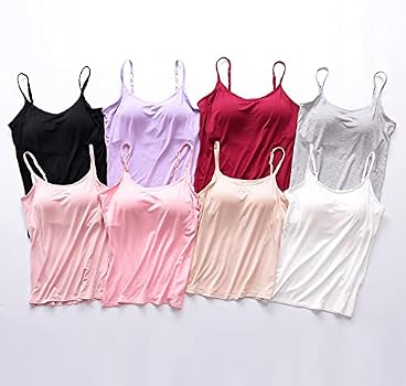 Débardeur Avec Soutien-Gorge Intégré Côtelé Ajusté Col Dégagé Blanc - Taille L