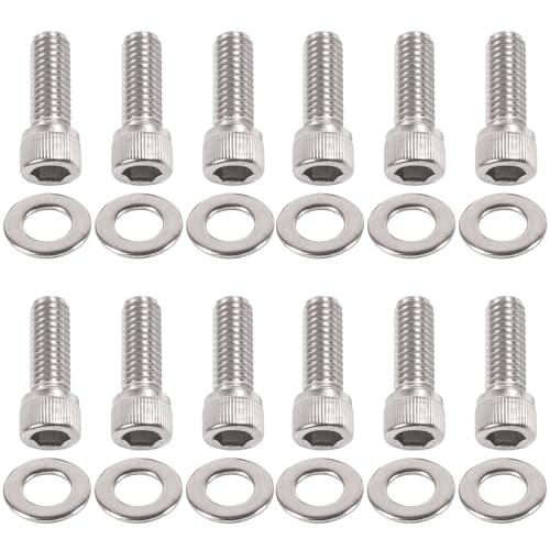 SBC Exhaust Header Bolt Kit Stainless Steel 3/8-16x1 Bolts Compatible with Chevrolet V8 Small Blocks 265 283 305 327 350 383 400 Gen I & II 92-97 LT1 LT4 TPI TBI 96-98 Vortec 5.0L 5.7L
