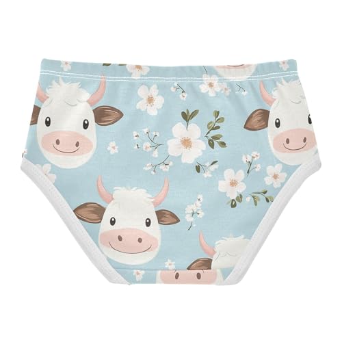 Wusikd Cute Cow Face Girls' Underwear Cotton Cartoon Girls Briefs Soft Toddler Underwear 2T2