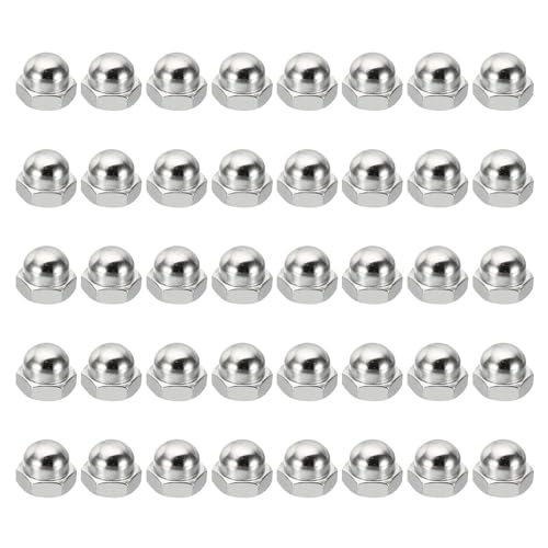 PATIKIL M10x1 Acorn Hex Bolt Covers, 40 Pcs Fine Thread Dome Head Carbon Steel Hexagon Decorative Cap Nuts for Home Repair, Industrial Equipment Fasteners, Silver Tone