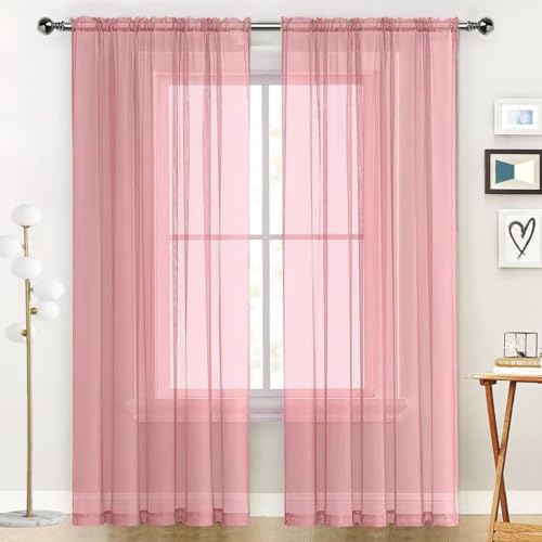 SpaceDresser Sheer Voile Window Treatment Rod Pocket Curtain Panels for Kitchen Bedroom Living Room Drapes Sunlight Filtering Privacy Semi Home Decor Assorted Colors Sizes (Blush, 52 W x 72 L) by SpaceDresser - Used condition - US$8.58
