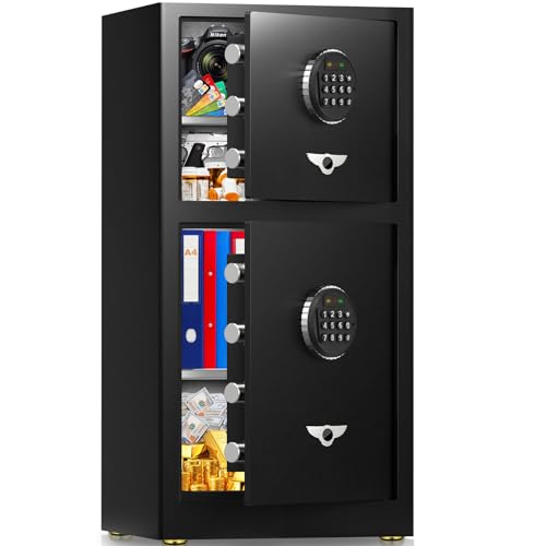 ã€2024NEW DUAL DOORã€‘ 8.0 Cuft Extra Large Home Safe Box With Fireproof Waterproof Bag, HIDDEN LOCK BOX, Heavy Duty Anti-Theft Digital Security Safes With Smart Alert For Document Business Office
