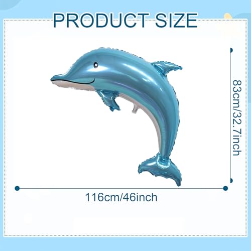 Image of Sea Animal Balloons 4pcs Ocean Themed Balloon Party Decoration,large Blue Dolphin 46 Inch Mylar Balloons,ocean Balloon Birthday Party Decorations
