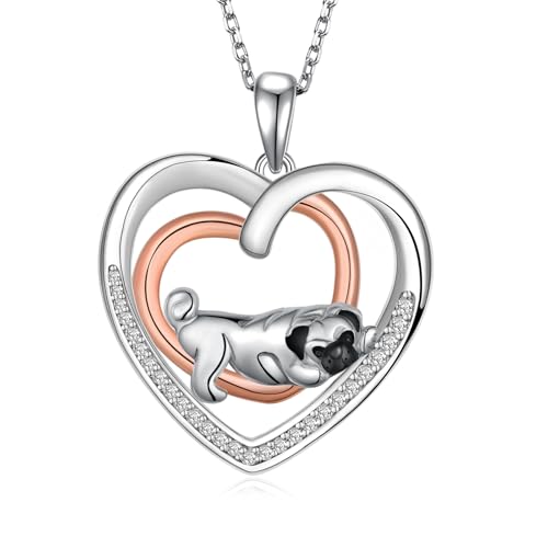 Daixiya Pug necklace 925 Sterling Silver Pug Dog Pendant Necklace Cute Pug Jewelry Gifts for Pug Lovers by Daixiya - Used condition - US$68.29