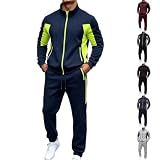 LMRXOFE Jogginganzug Herren Trainingsanzug Sportanzug Mit Taschen Activewear Für Fußball Gym 2 Teiler Trainingsanzug Herren Winter Zip Hoodie Und Jogginghose Tracksuit Warm Lässig Hausanzug Grün L
