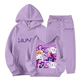 K-Kpop D-Demon H-Hunters Jogginganzug Mädchen Kinder Hoodie Pullover H-Huntrix Vintage Anime Langarm Kapuzenpullover und Hosen Set mit Taschen