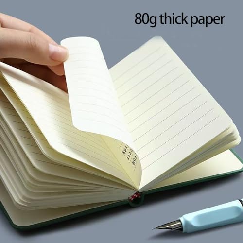 FUSONGQINTANG Pack of 2 A7 Pocket Mini Notepad Journal Small Notebook with Elastic Closure for School Work Travel (Black, Green) — view 4