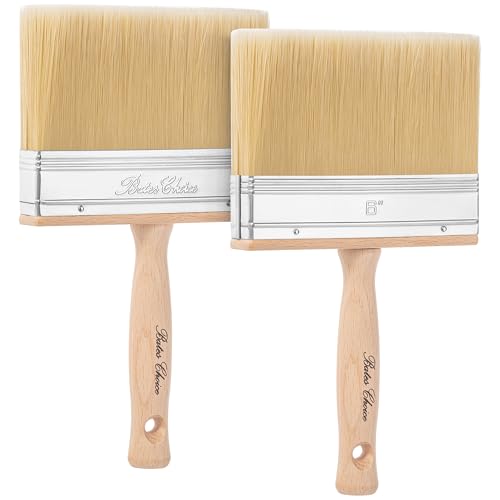 Bates- Deck Stain Brush, 6 Inch, 2 Pack, Wooden Handle, Stain Brushes for Wood, Deck Brush, Large Paint Brushes
