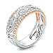 Femme Or Rose Argent Double Couleur Creux Anneaux Fleur Envie de Strass Bague de Mariage de Fiançailles de Mode Bague A 10