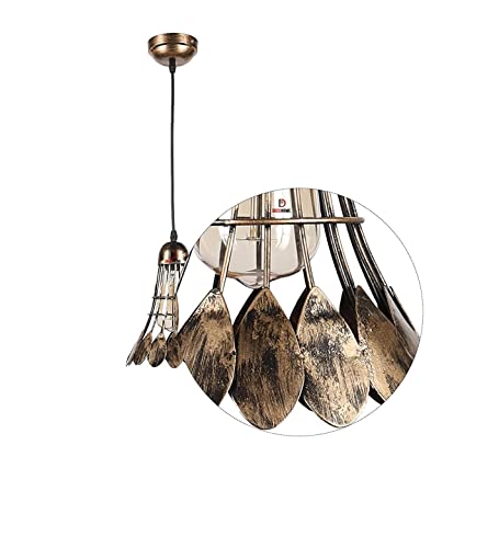 Image of DECOHOME Modern Hanging Ceiling Lamp Lights for Home & Decor | Premium Finish Pendant Light for Living Room, Bedroom & Dining Area | Stylish Indoor Lighting | Chandelier Lights (Shuttlecork-Gold)