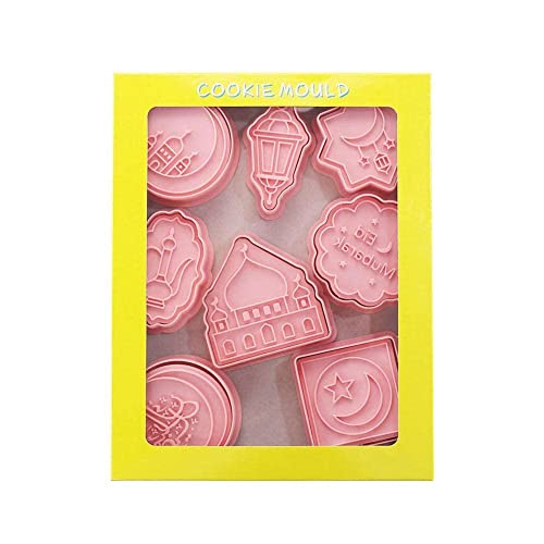 8Pcs Eid Mubarak Biscuit Cookie Cutter Set Ramadan Kareem Decoration Islamic Festival Party Tools Baking Muslim Cutter Beautiful Stamps,Rubber Stamps,Rubber Mooncake Stencils 6Pcs Handwriting #TOP1