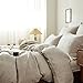 Simple&Opulence 100% Linen Duvet Cover Set 3pcs Basic Style Natural French Washed Flax Solid Color Soft Breathable Farmhouse Bedding with Button Closure - Linen, Queen