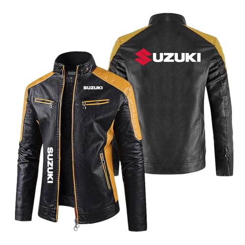 JANZBZSU Chaqueta De Moto Para Hombre Maillot De Ciclismo Para SU.ZU.K.I Ropa De Abrigo Informal Con Cremallera Completa Traje De Carreras A Prueba De Viento-HuangS||L