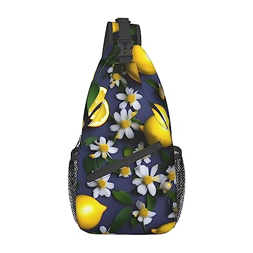 Sac à bandoulière homme femme motif citron noir sac de poitrine et voyage One Size