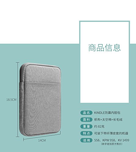 Custodia protettiva, con fodera imbottita per Tolino Vision 4 HD, Tolino Vision 3 HD, Tolino Shine 2 HD, Tolino page, colore grigio chiaro - Image 7