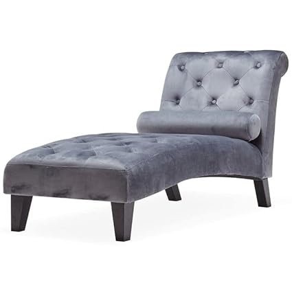 Woodspace Dukan Lazy Couch Grey Button Tuftted Color Sofa/Recliner Chaise Longue/Fabric recliners/for Bedroom/Living Room