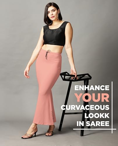 Image of ZORNITSA Cotton Lycra Saree Shapewear Petticoat for Women, Stretchable Saree Shaper Petticoat Inskirt, Shape wear Dress for Saree, Skirts