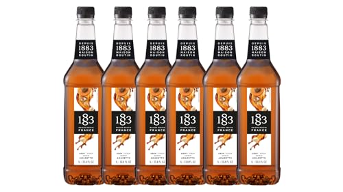 Image of 1883 Amaretto Syrup for Drinks - 1 Liter Plastic Bottles (Pack of 6)
