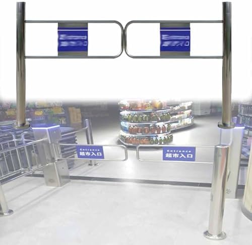 Stainless Steel Automatic Swing Gate - One-Way Push-in Exit Device for Store, Library, Facility, Market Aisle Entrance (140 cm) - Durable Security Solution