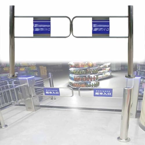 Puerta batiente automática, dispositivo de salida de empuje unidireccional, barrera de acero inoxidable para tienda, biblioteca, fábrica, supermercado, entrada (150 cm)