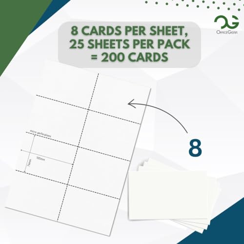 Tarjetas A7 perforadas OfficeGear de 150g para imprimir índices limpios 2
