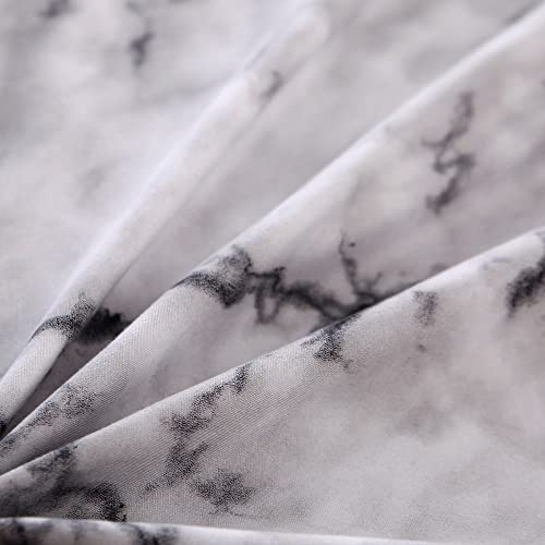 Mag Marble Bed Sheet, 4Pc Black White And Gray, Queen Size Modern Pattern Printed Bedding Sheet Set With 1 Top Flat & 1 Fitted Sheet With 2 Pillowcases thumb #6