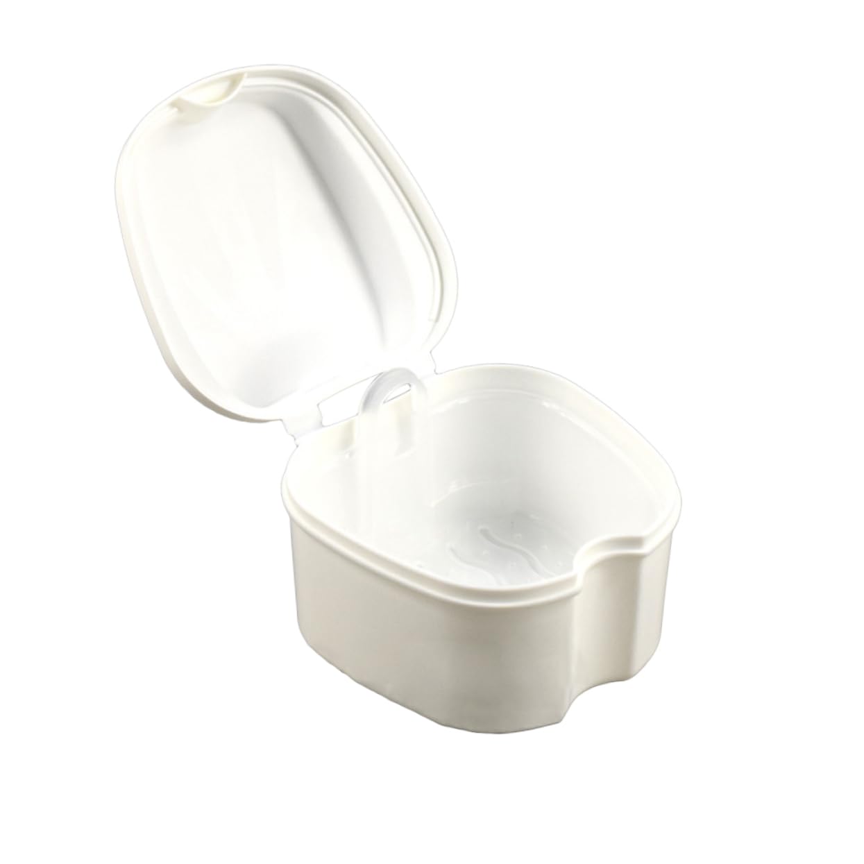 White PP Denture Box with Strainer, Portable Storage Case
