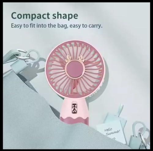 Image of MIRADH Mini Handheld Fan (Upto 2 Hours Running) Rechargeable Battery Operated Portable Fan, Desk Fan, Carry It Anywhere (PINK)