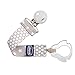 Chicco Universal Two in One Baby Pacifier/Soother Clip/Holder with Universal Loop for Teethers and Small Toys, Plus Soft Attachment Ring Included for Knob Style Pacifiers, Grey/White