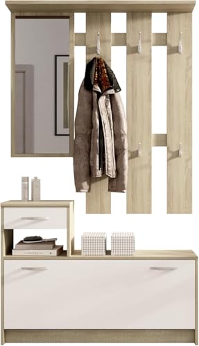 möbelando Garderobe Selene mit Spiegel in Farbe Sonoma Eiche Absetzung...