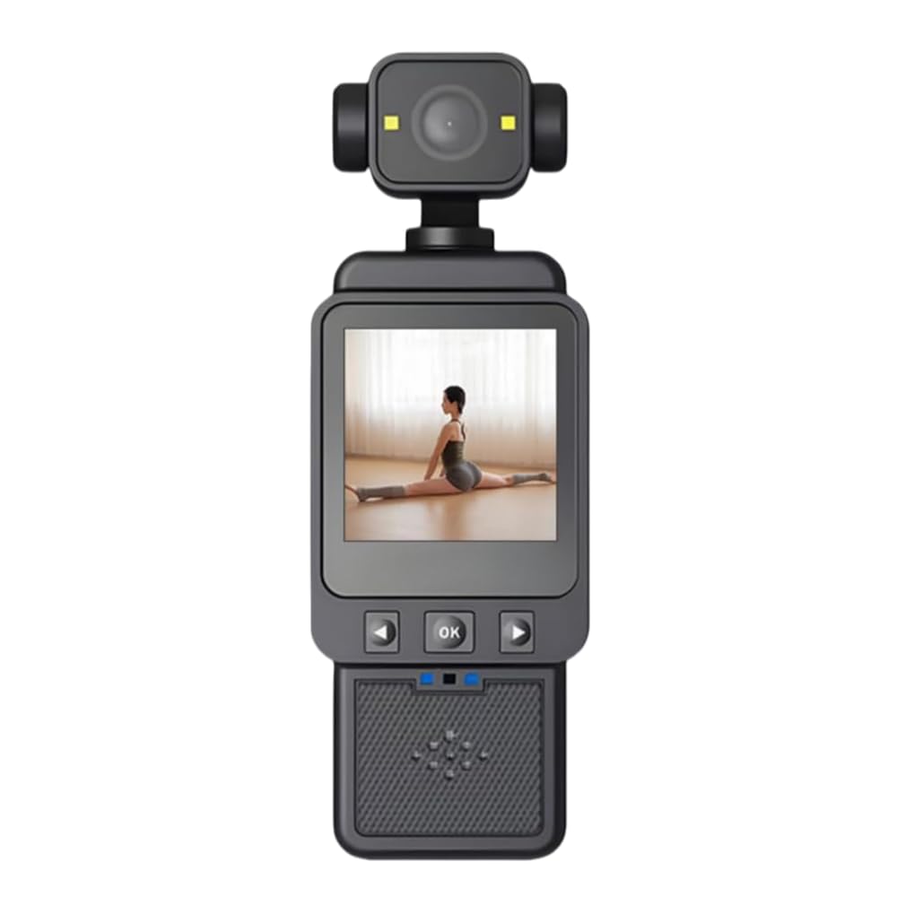 Tosuny Cámara de Acción Portátil, Videocámara de Bolsillo WiFi 1080P con Lente Rotatable de 360​​°,Detección de Movimiento, Pantalla LCD, Cámara Desgastada con