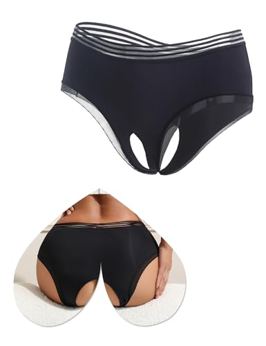 ohyeahlady Women Sexy Underwear Cut Out Briefs Naughty Panties Breathable Cheeky Hipster Panties XL