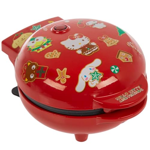 Hobby Lobby Hello Kitty Mini Waffle Maker, Red Christmas Design, 4.75 inch, Non-Stick