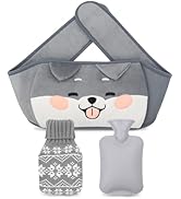 Lishang Wärmflasche Mit Bezug 1L Wärmflaschengürtel Wärmeflasche Groß Plüsch Gürtel Wärmflasche G...