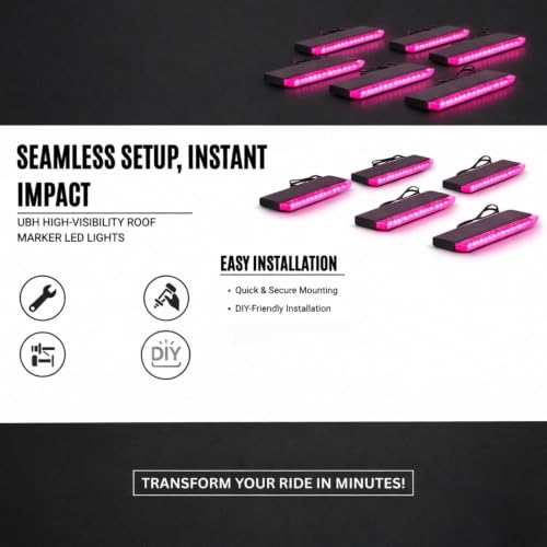 Image of UBH Roof Marker LED Lights For Cars, Trucks, Or Suv 4 X 4 Thar (UFO) (UFO Light (5 pink))