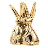 Duradero y confiable: hecho con una artesanía meticulosa, esta decoración de conejo de cerámica está diseñada para durar, manteniendo su belleza y calidad a lo largo del tiempo, figura de conejo de cerámica, adorno para gabinete de escritorio